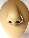 Surgical Steel Feather Bent L Shape Nose Ring Stud Hoop 18 gauge 18g