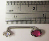 Internally Threaded Fuschia Clear Flat Gem CZ VCH Jewelry Clitoral Hood 14 gauge - I Love My Piercings!