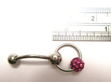 Fushia Crystal Ball Dangle Bar VCH Jewelry Clit Clitoral Hood Ring 14 gauge 14g - I Love My Piercings!