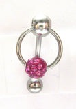 Fushia Crystal Ball Dangle Bar VCH Jewelry Clit Clitoral Hood Ring 14 gauge 14g - I Love My Piercings!