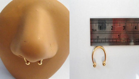 Nose Ring SEPTUM Nostril Gold Half Hoop Circular 16 gauge 16g 10mm