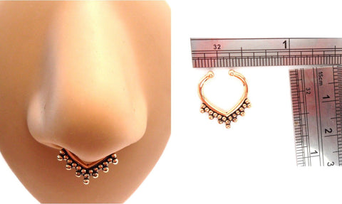 Gold Plated Fake Faux Bead Drop Septum Hoop Barbell Ring Looks 16 gauge - I Love My Piercings!