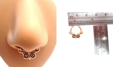 Gold Plated Fake Faux Crystal Swirl Septum Hoop Barbell Ring Looks 16 gauge - I Love My Piercings!