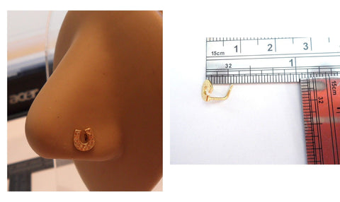 18k Gold Plated Nose Stud Pin Ring L Shape Horseshoe 20 gauge 20g - I Love My Piercings!