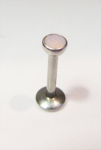 Surgical Steel Light Pink Opal Stud Post Lip Tragus Cartilage Ring 16 gauge 16g