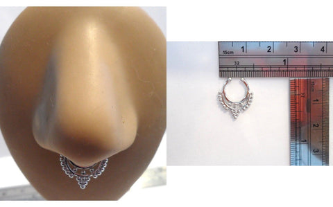 Surgical Steel Silver Fake Faux Ornate Bead Drop Septum Hoop Ring 18 gauge - I Love My Piercings!