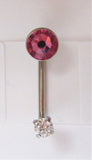 Internally Threaded Pink Clear Flat CZ Gem VCH Jewelry Clitoral Hood 14 gauge - I Love My Piercings!