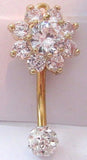 14k Gold Plated Barbell Loaded Crystal Flower VCH Clitoral Clit Hood 14 gauge - I Love My Piercings!