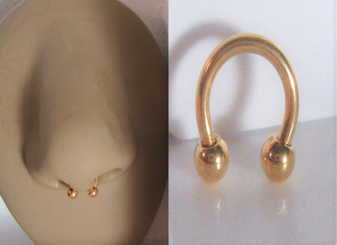 Small Gold Titanium Septum Half Hoop Horseshoe Ring Barbell 16 gauge 16g 6mm - I Love My Piercings!