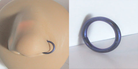 Dark Purple Niobium Seamless Continuous Nose Nostril Hoop Ring 16 gauge 16g