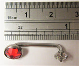 Internally Threaded Red Clear Flat CZ Gem VCH Jewelry Clitoral Hood 14 gauge 14g - I Love My Piercings!