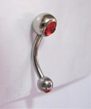 Surgical Steel VCH Hood Gem Top Curved Barbell Red Crystal 14 gauge 14g - I Love My Piercings!