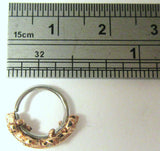18K Rose Gold Plated Nose Hoop Stud Clear Gem Tiered Crystal 18 gauge 18g
