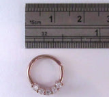 18k Rose Gold Plated Clear Gems CZ Cartilage Hoop Ring Seamless 16 gauge 16g