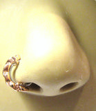 18K Rose Gold Plated Nose Hoop Stud Clear Gem Swirl Wrapped Crystal 20 gauge