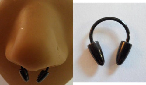 Nose Ring SEPTUM Nostril Black Titanium Cone Half Hoop Circular 16 gauge 16g - I Love My Piercings!