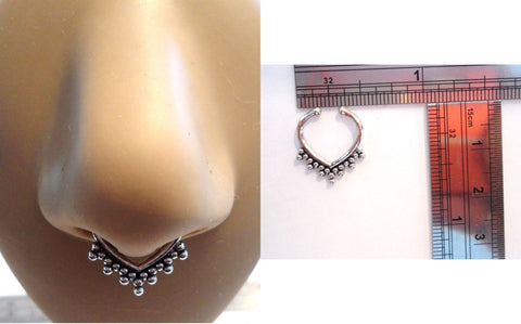 Surgical Steel Silver Fake Faux Ornate Dainty Septum Hoop Barbell Ring 18 gauge - I Love My Piercings!