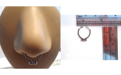 Surgical Steel Silver Fake Faux Ornate Swirl Septum Hoop Ring 18 gauge - I Love My Piercings!