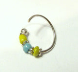 Sterling Silver Thin Nose Hoop Yellow Blue Beaded Ring 22 gauge 8 mm Diameter - I Love My Piercings!