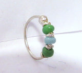 Sterling Silver Thin Nose Hoop Green Beaded Ring 22 gauge 22g 8 mm Diameter - I Love My Piercings!