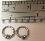 Surgical Steel Purple Gem Crystal Small Hoops Tragus Rook Piercing 16 gauge 16g