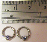 Surgical Steel Purple Gem Crystal Small Hoops Tragus Rook Piercing 16 gauge 16g - I Love My Piercings!