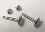Pair Turquoise Stone Surgical Steel Studs Posts Bars 16 gauge 16g 8 mm Long