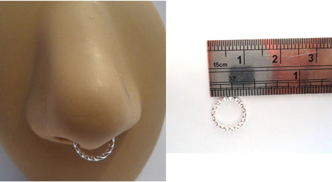 Twisted Silver Titanium Seamless Septum Hoop Ring 16 gauge 16g 9mm Diameter - I Love My Piercings!