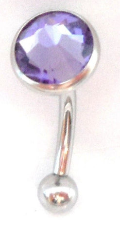 Flat Top Light Purple CZ Vertical Clitoral Hood VCH Jewelry Barbell Genital 14 gauge 14g