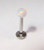 Surgical Steel White Opal Ball Stud Post Lip Tragus Cartilage Ring 16 gauge 16g