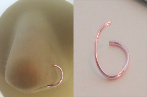 Titanium Plated Pink Rose Seamless Continuous Nose Hoop Ring 20 gauge 20g