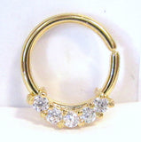 18k Gold Plated Clear Gems CZ Cartilage Hoop Ring Seamless 16 gauge 16g 10 mm