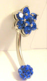 Surgical Steel Blue Flower Crystal Ball VCH Clitoral Clit Hood Ring 14 gauge 14g - I Love My Piercings!