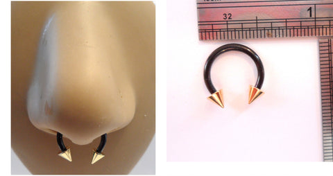 Black and Gold Titanium Spike Septum Hoop Ring Jewelry 14 gauge 14g - I Love My Piercings!