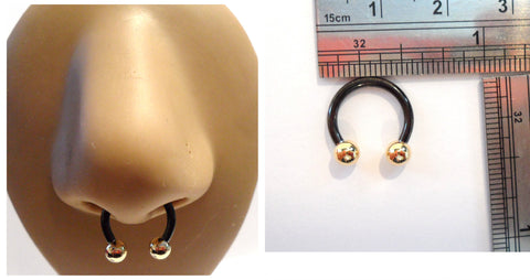 Black and Gold Titanium Balls Septum Hoop Ring Jewelry 14 gauge 14g - I Love My Piercings!