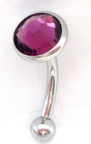 Flat Top Dark Purple CZ Vertical Clitoral Hood VCH Jewelry Barbell Genital 14 gauge 14g