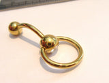 Gold Titanium CZ Dangle Curved Barbell Bar VCH Jewelry Clit Clitoral Hood Ring 14 gauge