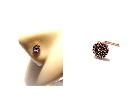 18k Rose Gold Plated Nose Stud Pin Ring L Shape Ornate Filigree 20 gauge 20g - I Love My Piercings!