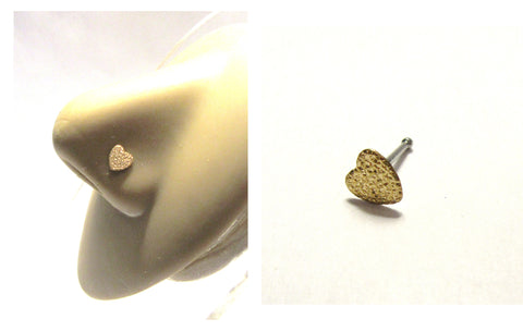 Surgical Steel Gold Shimmer Heart Nose Bone Ball End Straight Pin Stud 20 gauge - I Love My Piercings!