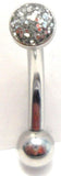 4 mm Flat Top Clear CZ Glitter Vertical Clitoral Hood VCH Curved Genital 14g