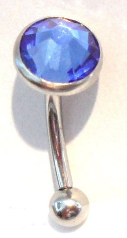 Flat Top Dark Blue CZ Vertical Clitoral Hood VCH Jewelry Barbell Genital 14 gauge 14g