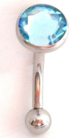 7 mm Flat Top Aqua Crystal Vertical Clitoral Hood VCH Jewelry Barbell Genital 14 gauge