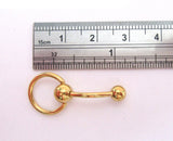 Gold Titanium CZ Dangle Curved Barbell Bar VCH Jewelry Clit Clitoral Hood Ring 14 gauge