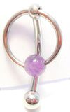 Amethyst Stone Hoop Dangle Barbell Bar VCH Jewelry Clit Clitoral Hood Ring 14 gauge 14g - I Love My Piercings!