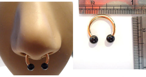 Black Gold Titanium Balls Septum Hoop Ring Barbell Jewelry 14 gauge 14g - I Love My Piercings!