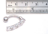 Surgical Steel Curved Barbell CZ Clear Crystals VCH Jewelry Clitoral Hood 14 gauge 14g - I Love My Piercings!