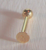 14K Yellow Gold Not Plated Push Pin 8 mm Long Flat Back 3 mm Ball Stud 16 gauge