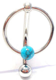 Turquoise Stone Hoop Dangle Barbell Bar VCH Jewelry Clit Clitoral Hood Ring 14 gauge 14g - I Love My Piercings!