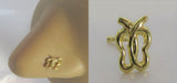 18k Gold Plated Open Butterfly Nose Bent L Shape Stud Pin Post 20 gauge 20g - I Love My Piercings!