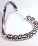 Surgical Steel Rope Heart Cartilage Hoop Ring Seamless 16 gauge 16g 10 mm